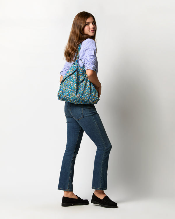 Sid Mashburn Reusable Tote Bag In Blue/Gold Dazzle Liberty Fabric