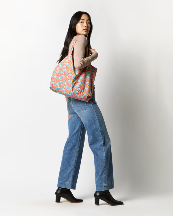 Sid Mashburn Reusable Tote Bag In Blue/Orange Clementina Liberty Fabric