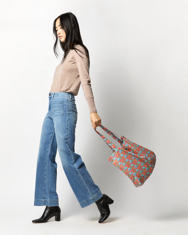 Sid Mashburn Reusable Tote Bag In Blue/Orange Clementina Liberty Fabric