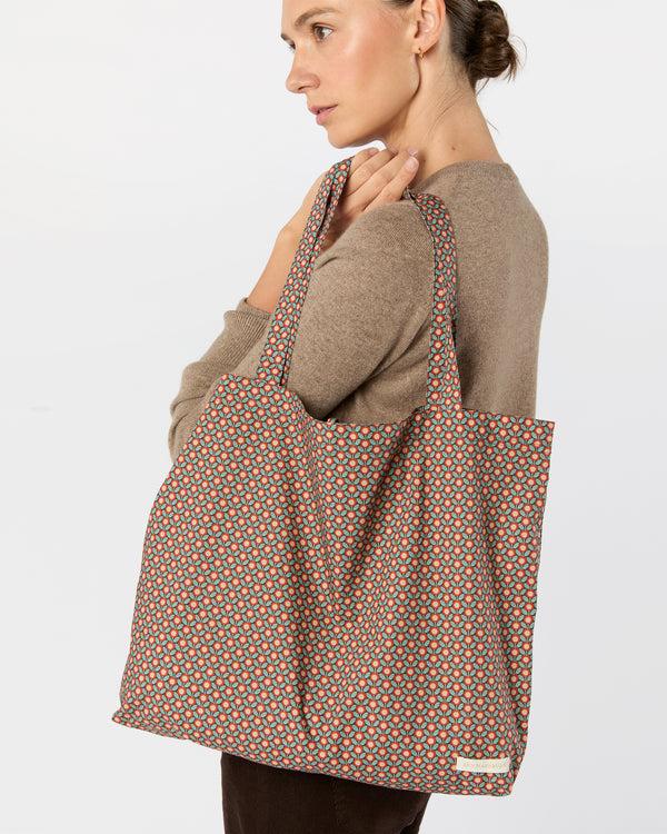 Sid Mashburn Reusable Tote Bag In Red/Sage Sunny Liberty Fabric