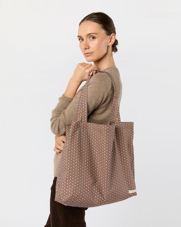 sid mashburn Reusable Tote Bag in Red/Sage Sunny Liberty Fabric