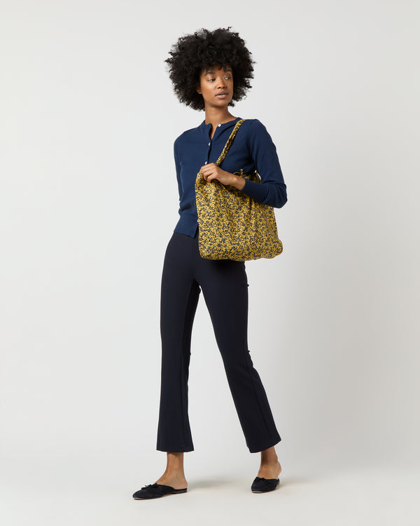 Sid Mashburn Reusable Tote Bag In Yellow/Blue/Brown Star Anise Liberty Fabric