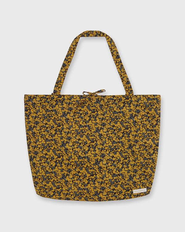 sid mashburn Reusable Tote Bag in Yellow/Blue/Brown Star Anise Liberty Fabric