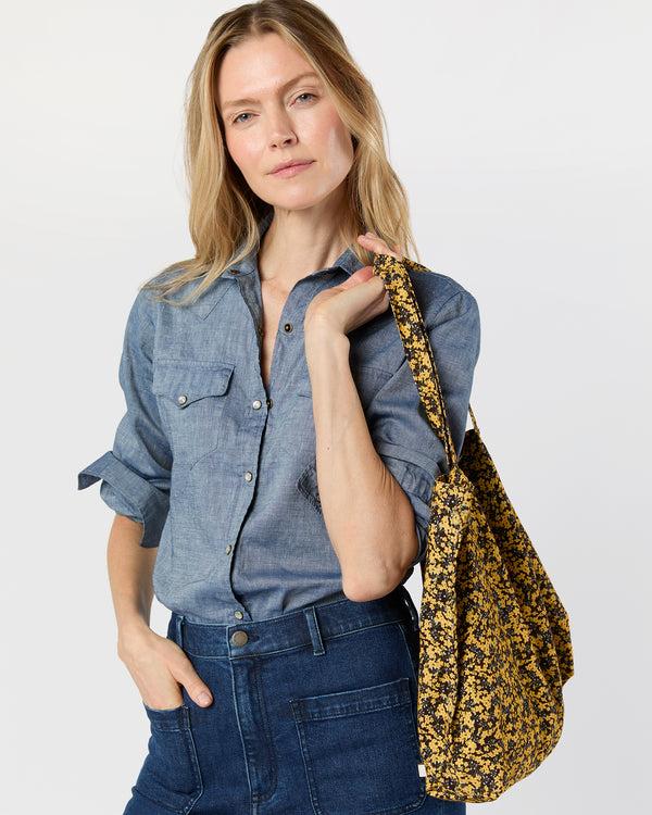 sid mashburn Reusable Tote Bag in Yellow/Blue/Brown Star Anise Cord Liberty Fabric