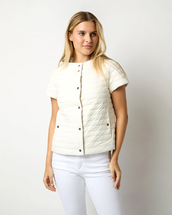 Sid Mashburn Reversible Cap-Sleeve Jacket In White/Pearl Grey