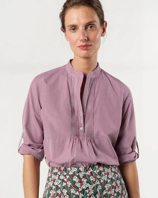 sid mashburn Robin Shirt in Red Micro Gingham Poplin