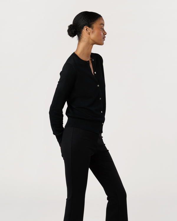 Sid Mashburn Rosie Cardigan In Black Cotton/Silk Yarn