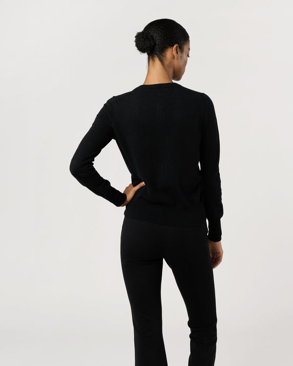 Sid Mashburn Rosie Cardigan In Black Cotton/Silk Yarn