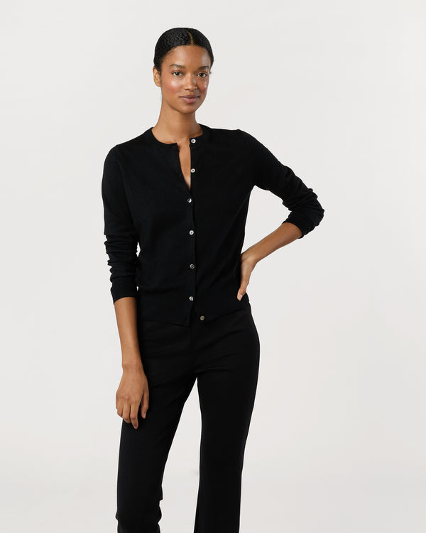 sid mashburn Rosie Cardigan in Black Cotton/Silk Yarn