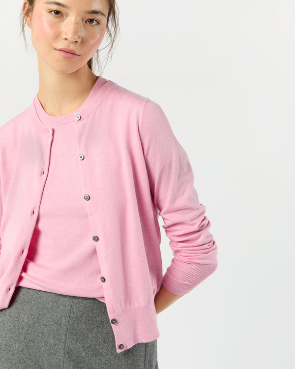 sid mashburn Rosie Cardigan in Heather Rose Cotton/Silk Yarn