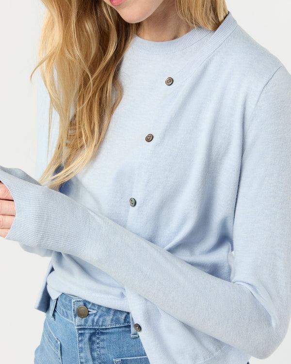 Sid Mashburn Rosie Cardigan In Heather Sky Cotton/Silk Yarn