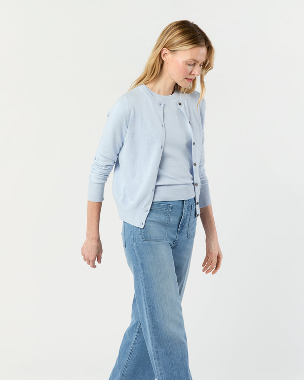 Sid Mashburn Rosie Cardigan In Heather Sky Cotton/Silk Yarn