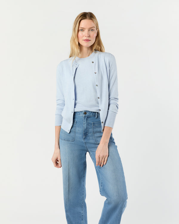 sid mashburn Rosie Cardigan in Heather Sky Cotton/Silk Yarn