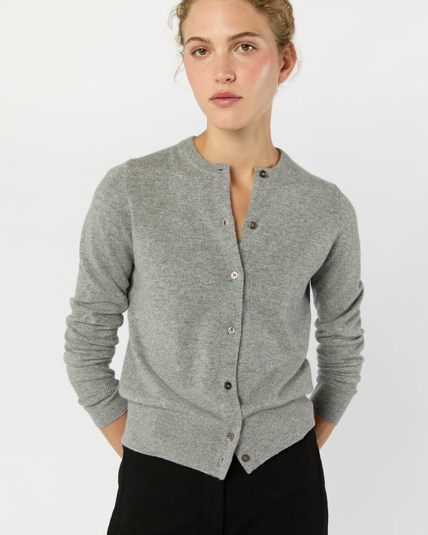 sid mashburn Rosie Cardigan in Mid Heather Grey Cashmere