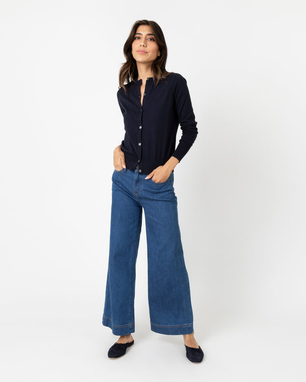 Sid Mashburn Rosie Cardigan In Neat Navy Cotton/Cashmere