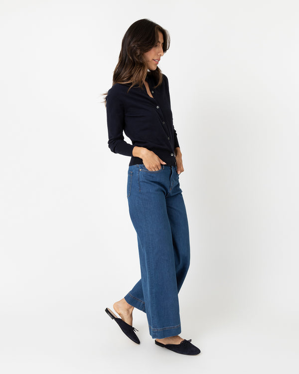 Sid Mashburn Rosie Cardigan In Neat Navy Cotton/Cashmere