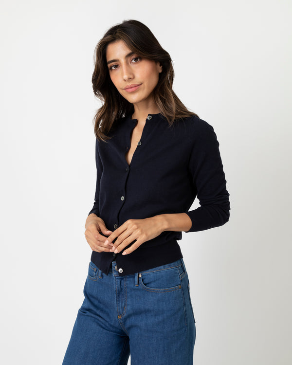 sid mashburn Rosie Cardigan in Neat Navy Cotton/Cashmere