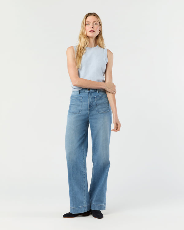 Sid Mashburn Rosie Shell In Heather Sky Cotton/Silk