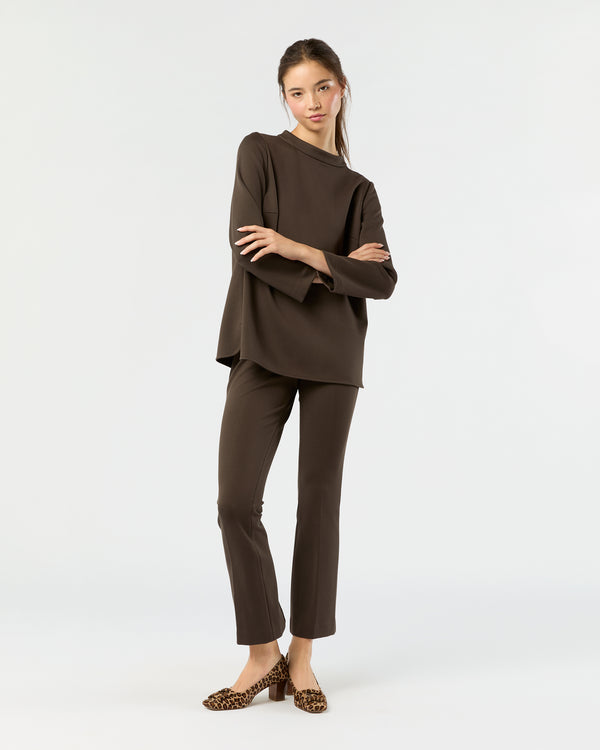 Sid Mashburn Samantha Top In Coffee Bi-Stretch Tricotine