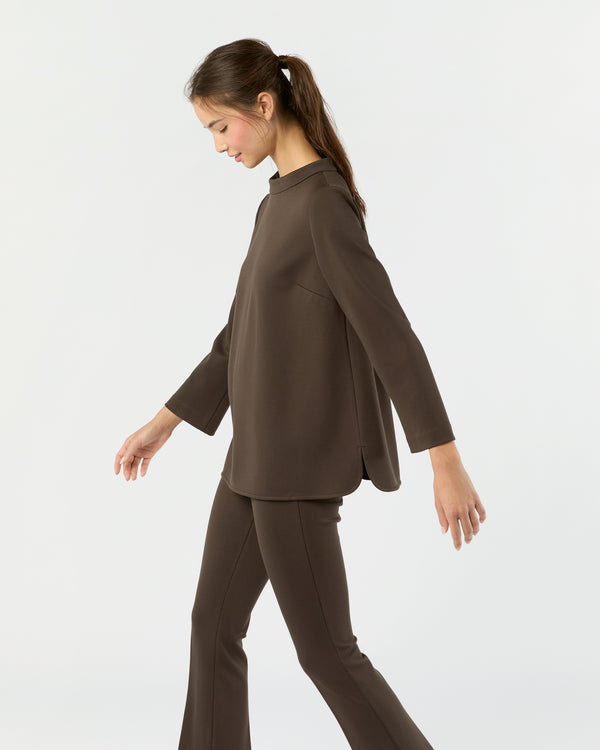 Sid Mashburn Samantha Top In Coffee Bi-Stretch Tricotine