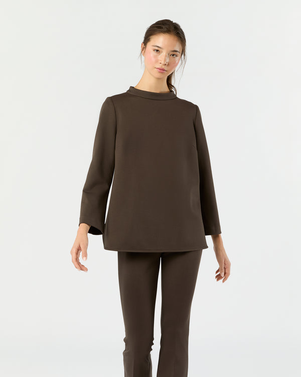 sid mashburn Samantha Top in Coffee Bi-Stretch Tricotine