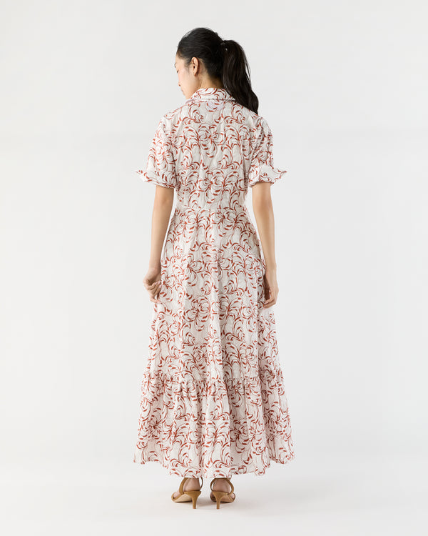 Sid Mashburn San Pietro Dress In White Fern Embroidered Cotton