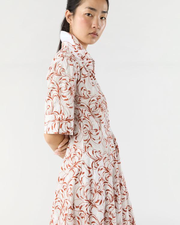 Sid Mashburn San Pietro Dress In White Fern Embroidered Cotton