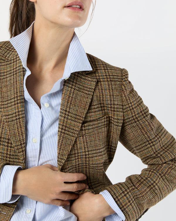 Sid Mashburn Sarah Jacket In Brown/Blue Glen Plaid Tweed