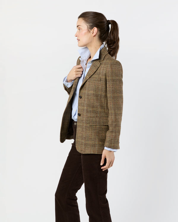 Sid Mashburn Sarah Jacket In Brown/Blue Glen Plaid Tweed