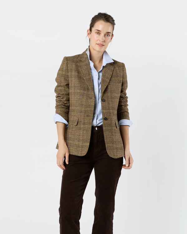sid mashburn Sarah Jacket in Brown/Blue Glen Plaid Tweed