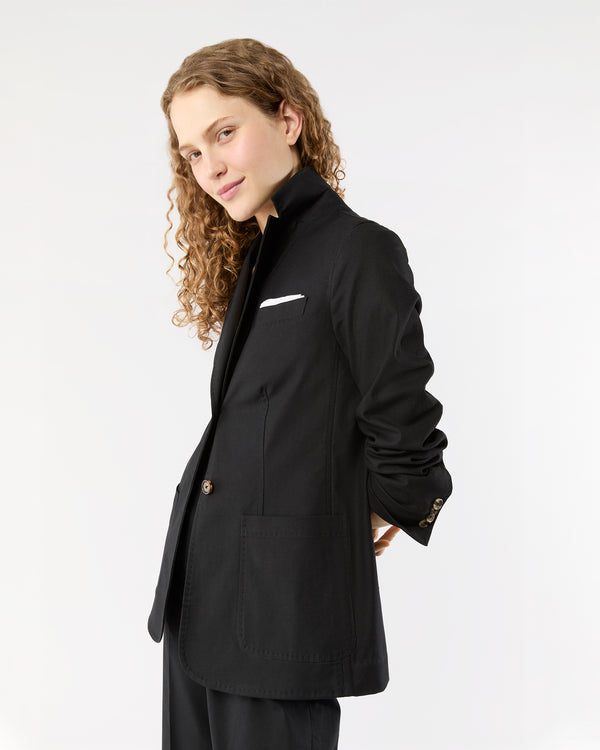 Sid Mashburn Sarah Patch Pocket Jacket In Black Stretch Canvas