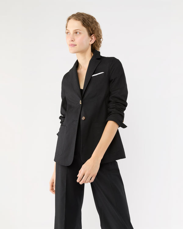 sid mashburn Sarah Patch Pocket Jacket in Black Stretch Canvas