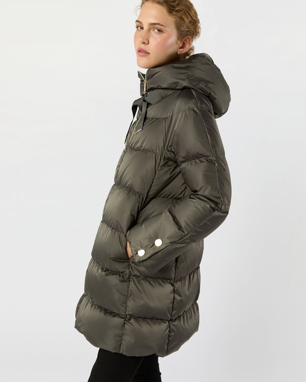Sid Mashburn Sateen Nylon A-Line Hooded Coat In Charcoal