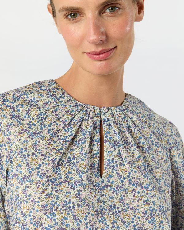 Sid Mashburn Savannah Top In Eggplant/Multi Wiltshire Bud Liberty Fabric