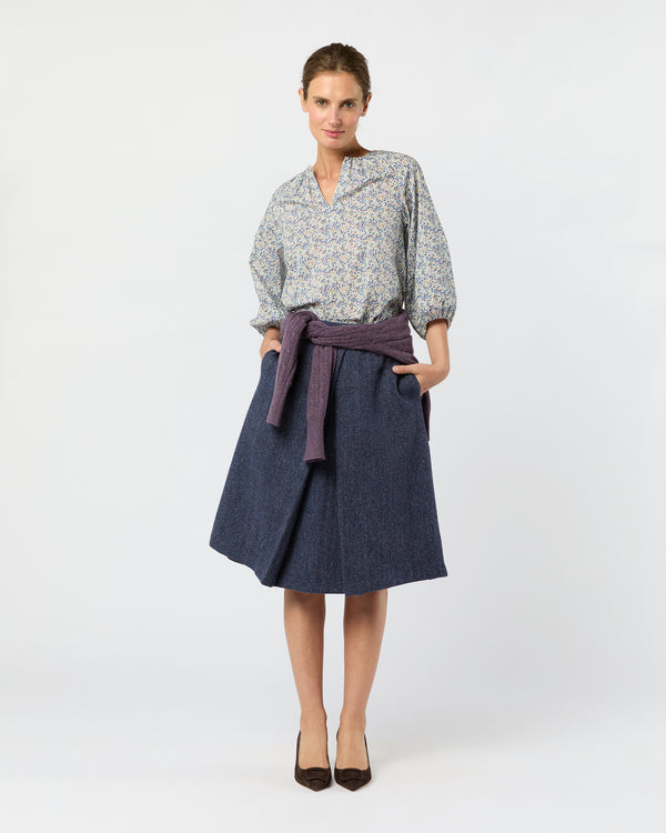 Sid Mashburn Savannah Top In Eggplant/Multi Wiltshire Bud Liberty Fabric