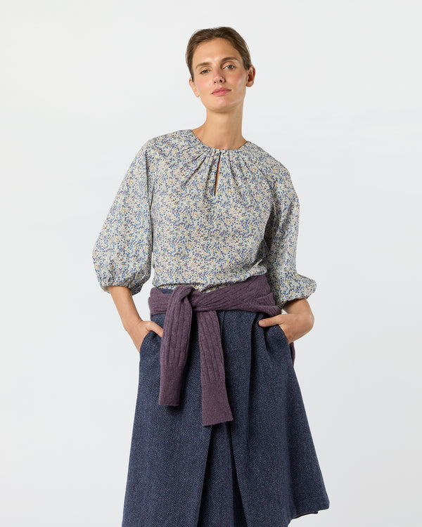 sid mashburn Savannah Top in Eggplant/Multi Wiltshire Bud Liberty Fabric