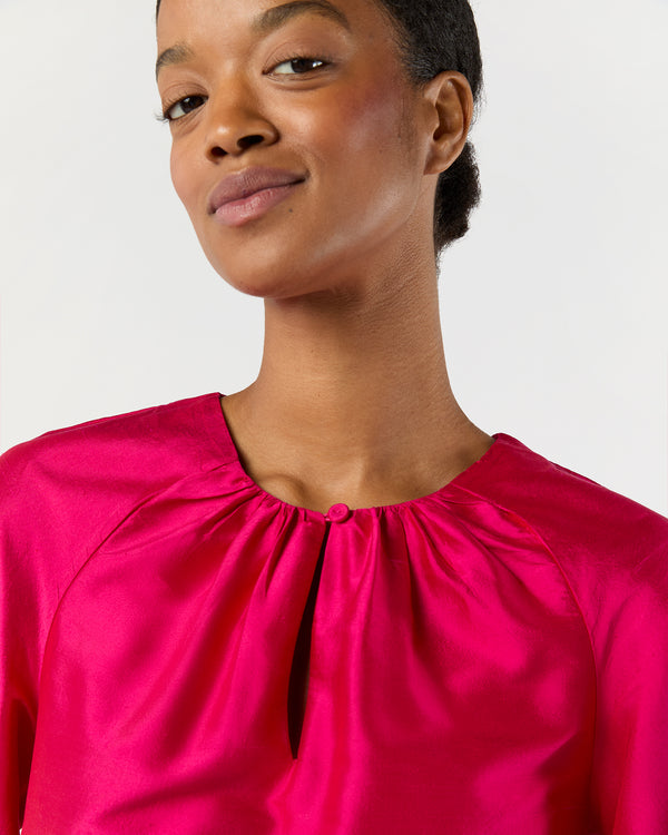Sid Mashburn Savannah Top In Fuchsia Washed Silk Shantung