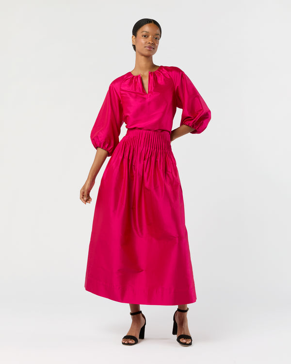 Sid Mashburn Savannah Top In Fuchsia Washed Silk Shantung