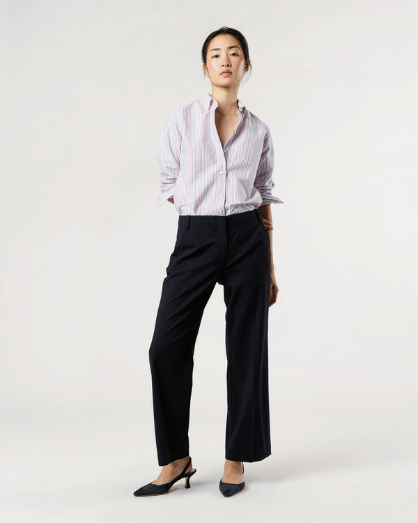 Sid Mashburn Schoolgirl Shirt In Blue/Red Multi Stripe Oxford