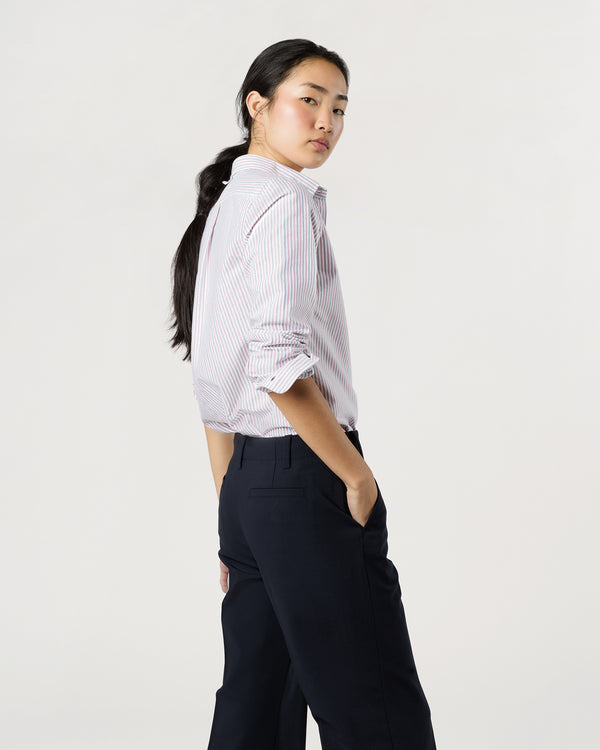 Sid Mashburn Schoolgirl Shirt In Blue/Red Multi Stripe Oxford