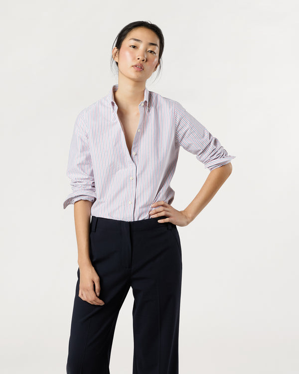 sid mashburn Schoolgirl Shirt in Blue/Red Multi Stripe Oxford