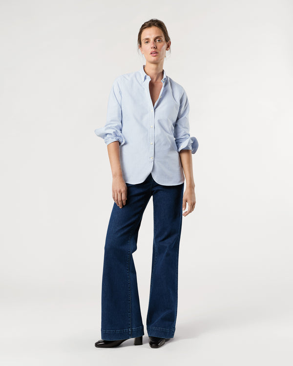 Sid Mashburn Schoolgirl Shirt In Blue University Stripe Oxford