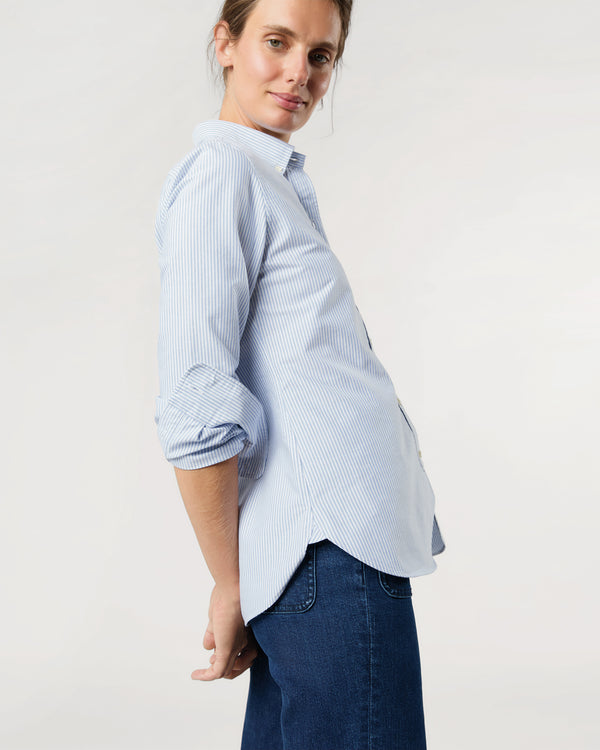 Sid Mashburn Schoolgirl Shirt In Blue University Stripe Oxford