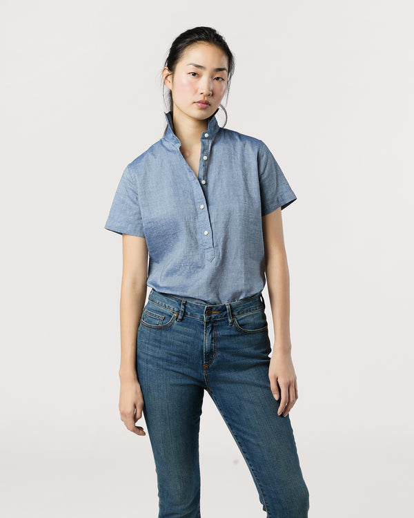 Sid Mashburn Scout Shirt In Indigo Cotolino Chambray