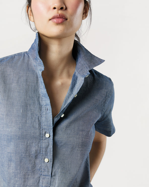 Sid Mashburn Scout Shirt In Indigo Cotolino Chambray
