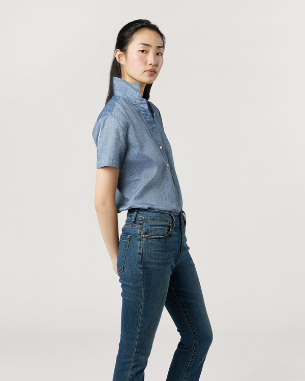 Sid Mashburn Scout Shirt In Indigo Cotolino Chambray