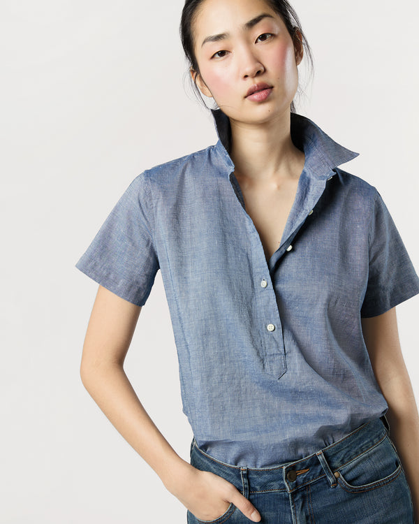 sid mashburn Scout Shirt in Indigo Cotolino Chambray