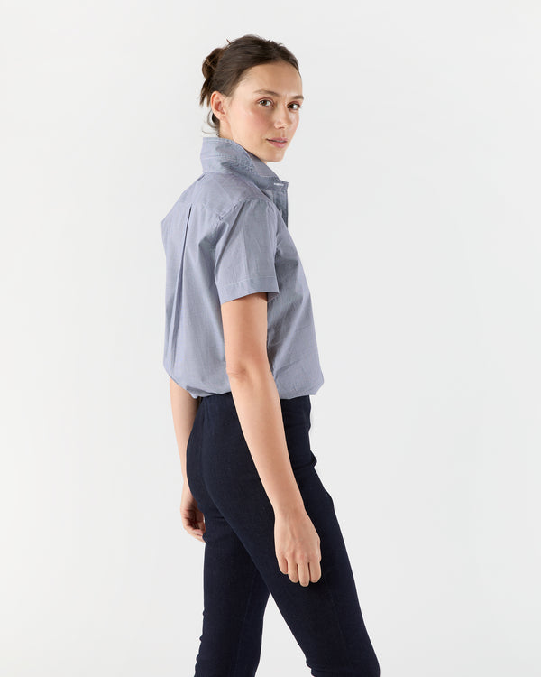 Sid Mashburn Scout Shirt In Navy Micro Gingham Poplin