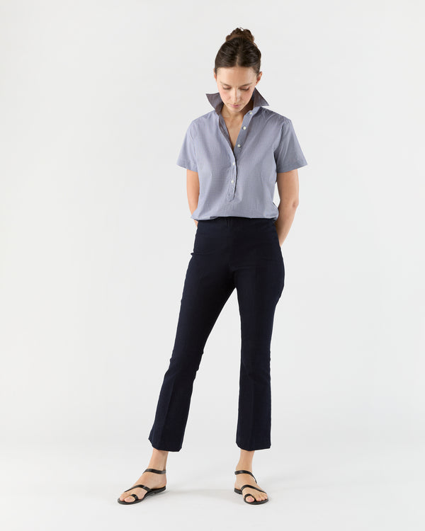 Sid Mashburn Scout Shirt In Navy Micro Gingham Poplin