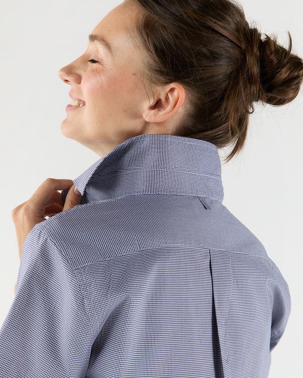Sid Mashburn Scout Shirt In Navy Micro Gingham Poplin